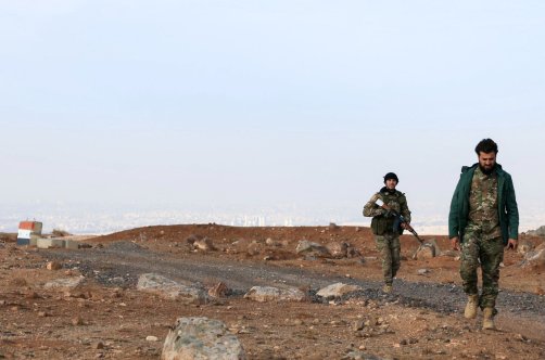 Soldiers from the Syrian Ministry of Defense tour an abandoned military base, once considered to be the largest Iranian military base in Syria, on the southern outskirts of Aleppo, in the Jabal Azzan area, Dec. 4, 2025. (AFP File Photo)