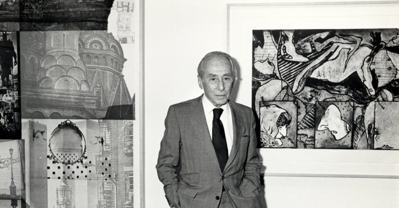Gallery owner Leo Castelli attending "Art Show Benefiting Henry St. Settlement" at the 7th Regiment Armory, New York City, U.S., Feb. 14, 1991. (Getty Images Photo)