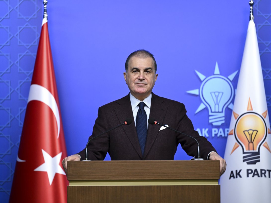 Ruling Justice and Development Party (AK Party) spokesman Ömer Çelik speaks to reporters in Ankara, Dec. 22, 2025. (AA Photo)