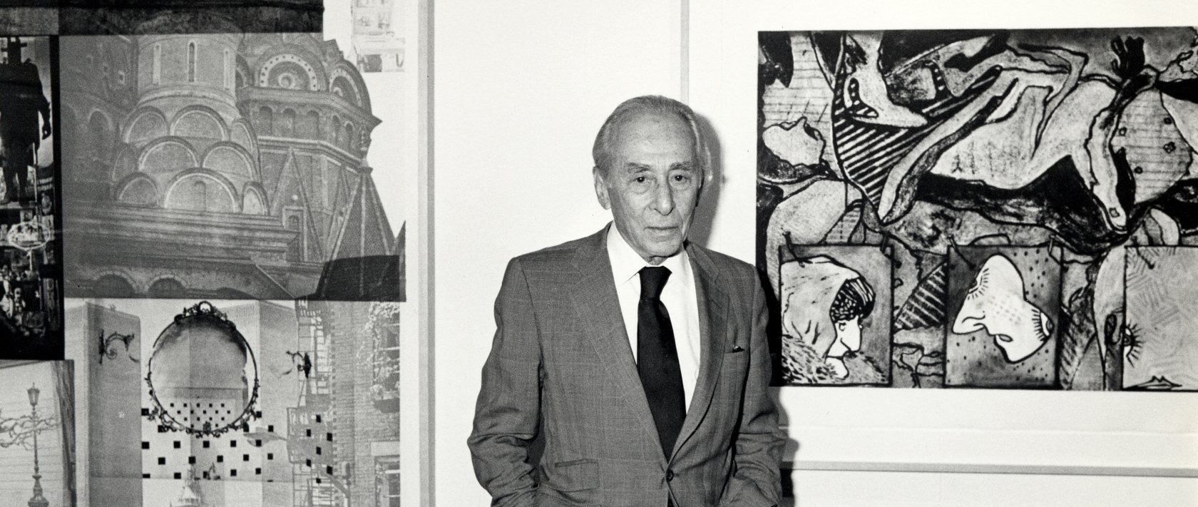 Gallery owner Leo Castelli attending "Art Show Benefiting Henry St. Settlement" at the 7th Regiment Armory, New York City, U.S., Feb. 14, 1991. (Getty Images Photo)