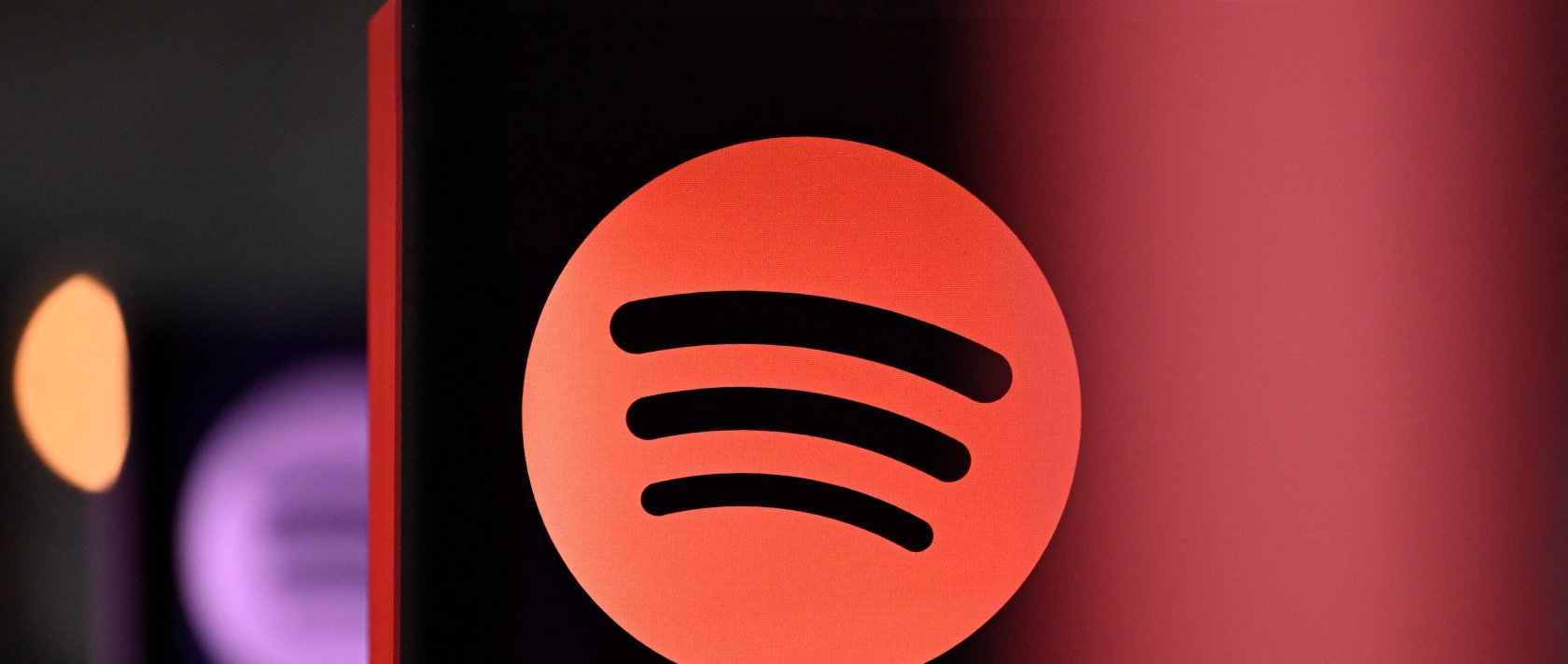 A Spotify logo is pictured at the 77th Frankfurt book fair, the world's biggest trade fair for books, in Frankfurt am Main, western Germany, Oct. 17, 2025. (AFP Photo)
