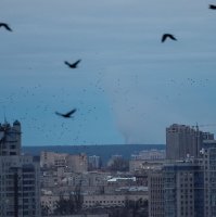 Smoke rises after Russian drone and missile strikes in Kyiv, Ukraine, Dec. 23, 2025. (Reuters Photo)