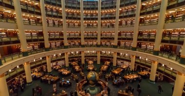 Students study inside the Presidential Library at the Presidential Complex, Ankara, Türkiye. Feb. 15, 2020. (Shutterstock Photo)