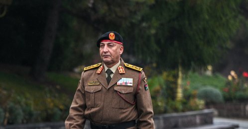 Top Libyan army chief al-Haddad arrives at an official ceremony in Ankara, Dec. 23, 2025. (AA Photo)