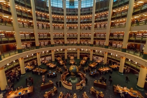 Students study inside the Presidential Library at the Presidential Complex, Ankara, Türkiye. Feb. 15, 2020. (Shutterstock Photo)