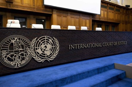 This photograph shows a view of the International Court of Justice (ICJ) during a hearing as part of South Africa's request for a Gaza cease-fire in The Hague, May 24, 2024. (AFP File Photo)