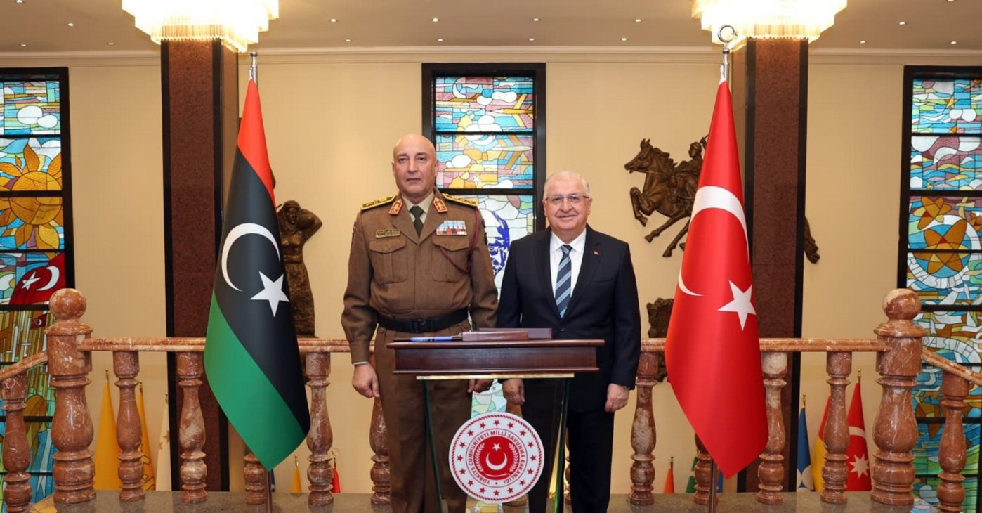 Defense Minister Yaşar Güler meets with Libya’s Chief of General Staff Gen. Muhammad Ali Ahmed al-Haddad in Ankara, Dec. 23, 2025. (AA Photo)