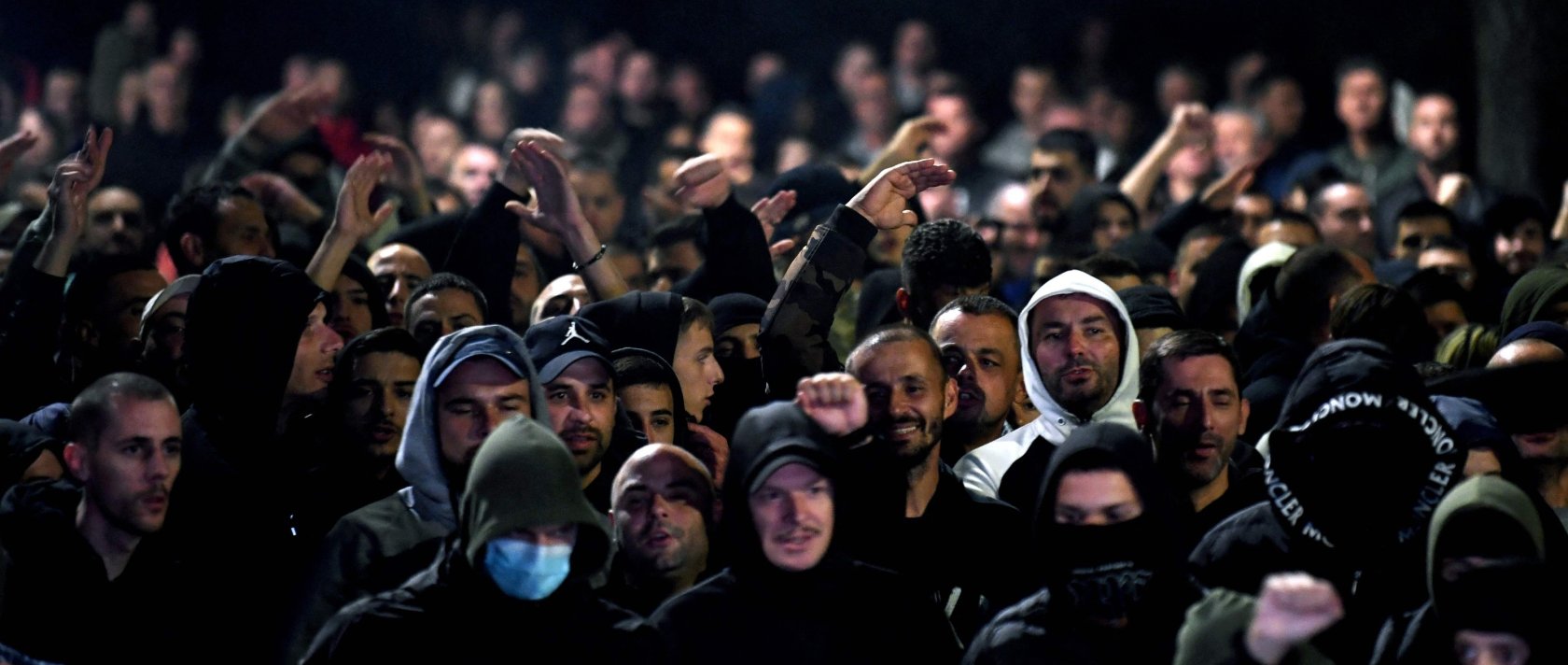 Demonstrators gather during a protest, Podgorica, Montenegro, Oct. 28, 2025. (AFP Photo)