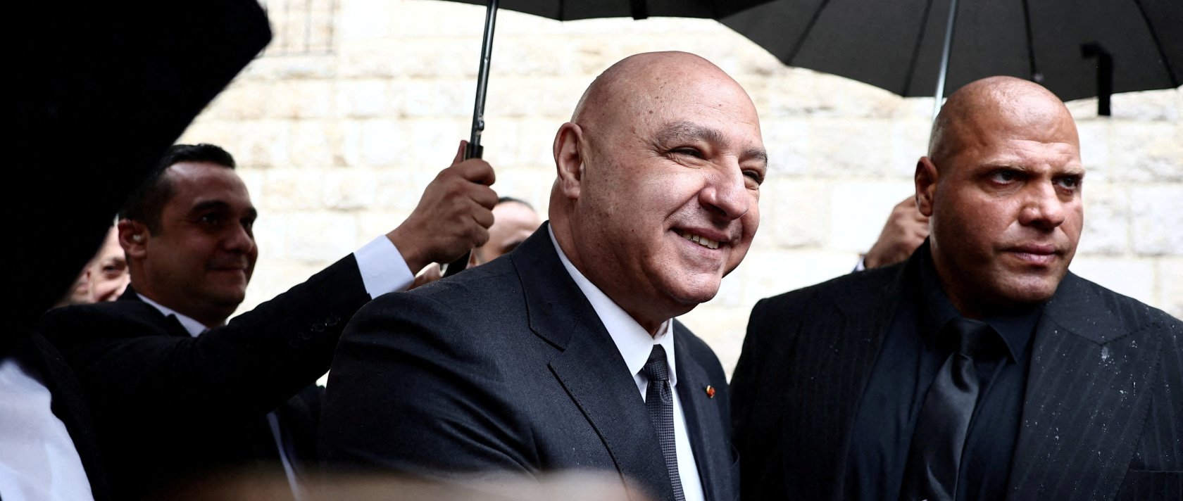 Lebanon's President Joseph Aoun arrives at the Monastery of Saint Maron, on the day of Pope Leo XIV's arrival, during his first apostolic journey, in Annaya, Lebanon Dec. 1, 2025. (Reuters Photo)