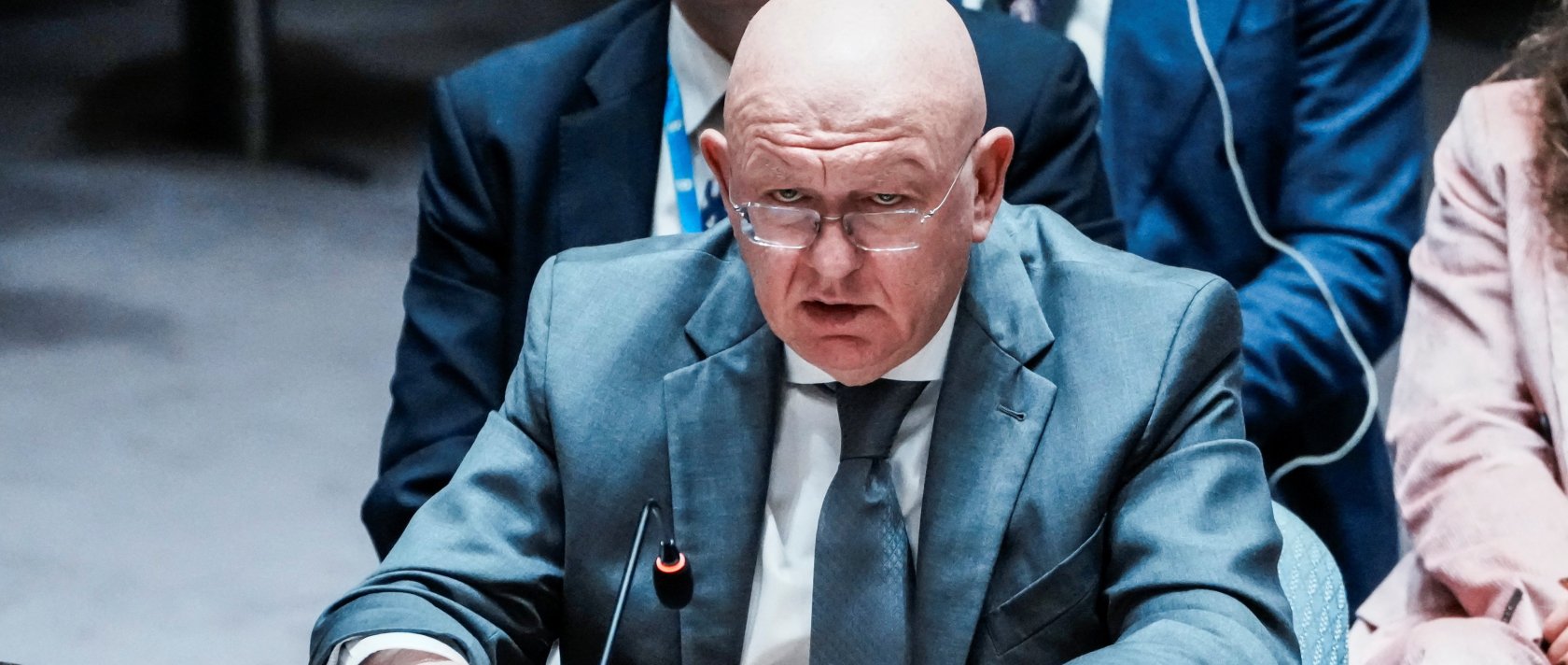 The Russia Federation's Ambassador to the United Nations Vassily Nebenzia addresses a Security Council meeting to discuss 'ongoing U.S. aggression' against Venezuela, at U.N. headquarters in New York City, U.S., Dec. 23, 2025. (Reuters Photo)