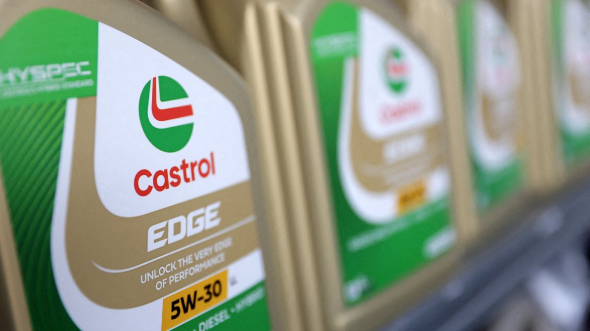Castrol motor oil bottles are seen in this illustration taken June 19, 2025. (Reuters Photo)