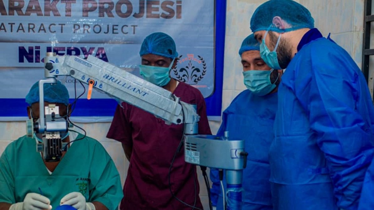 A patient undergoes cataract surgery in Bauchi, Nigeria, Dec. 24, 2025. (AA Photo)