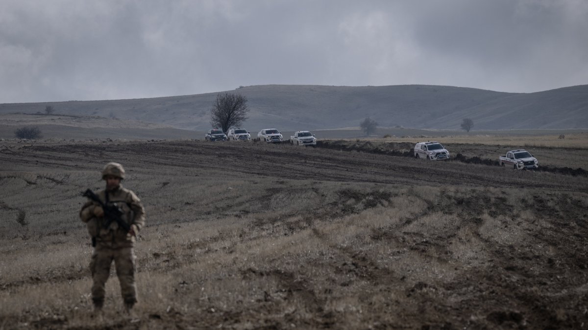 Soldiers guard the crash site, Ankara, Türkiye, Dec. 24, 2025. (AA Photo)