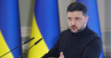 Ukrainian President Volodymyr Zelenskyy addresses a press conference in Kyiv, Ukraine, Dec. 22, 2025. (EPA Photo)