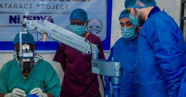 A patient undergoes cataract surgery in Bauchi, Nigeria, Dec. 24, 2025. (AA Photo)