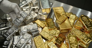 Gold and silver bars are stacked in the safe deposit boxes room of the Pro Aurum gold house in Munich, Germany, Jan. 10, 2025. (Reuters Photo)