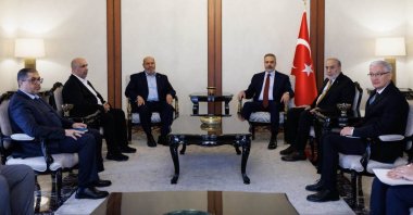 Foreign Minister Hakan Fidan and a Hamas delegation attend a meeting, Ankara, Türkiye, Dec. 24, 2025. (DHA Photo)
