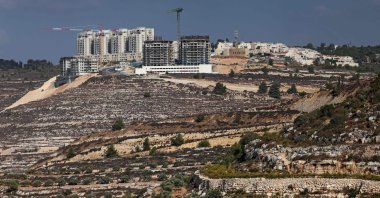 Newly constructed buildings are pictured in the Israeli settlement of Givat Zeev near the Palestinian city of Ramallah in the occupied West Bank, Oct. 24, 2025. (AFP Photo)