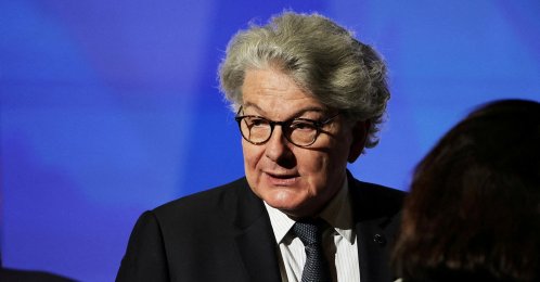 European Commissioner for Internal Market Thierry Breton looks on before French President Emmanuel Macron's speech on Europe in the amphitheatre of the Sorbonne University in Paris, France, April 25, 2024. (Reuters Photo)