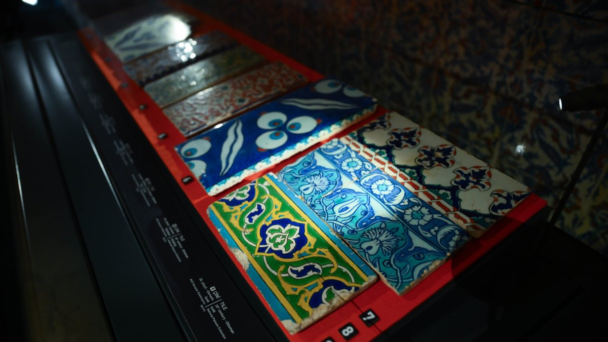 The tiles are displayed at Topkapı Palace, Istanbul, Türkiye, Dec. 24, 2025. (AA Photo)