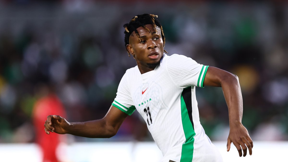 Nigeria's Samuel Chukwueze during the Unity Cup Semi Final match between Nigeria and Ghana at Gtech Community Stadium, Brentford, U.K., May 28, 2025. (Getty Images Photo)