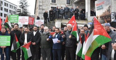 Turkish Youth Foundation (TÜGVA) representative Ömer Faruk Yücedağ speaks outside a mosque in the northern province of Ordu, Türkiye, Dec. 26, 2025. (AA Photo)