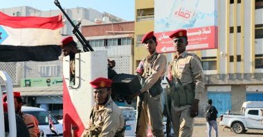 Southern Transitional Council forces patrol during a rally calling for South Yemen's independence, in the southern port city of Aden, Yemen, Dec. 25, 2025. (EPA Photo)
