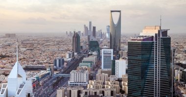 A drone view of the city skyline along King Fahd Road, Riyadh, Saudi Arabia, March 1, 2024. (Shutterstock Photo)