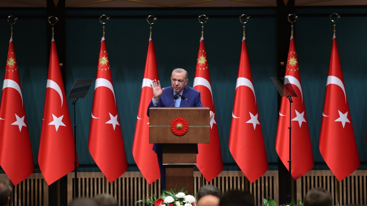 President Recep Tayyip Erdoğan speaks to reporters following a news conference, Ankara, Türkiye, Dec. 15, 2025. (AA Photo)