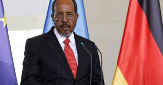 Somalia's President Hassan Sheikh Mohamud delivers a joint press conference with the German Chancellor after talks at the Chancellery in Berlin, Germany, Nov. 5, 2024. (AFP Photo)