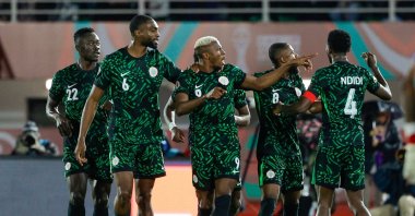 Nigeria's Victor Osimhen (C) celebrates his goal during the Africa Cup of Nations Group C football match between Nigeria and Tunisia at Fez Stadium, Fez, Morocco, Dec. 27, 2025. (AFP Photo)