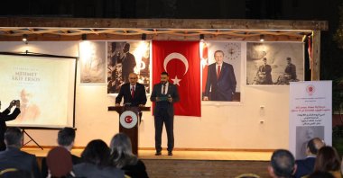The opening moments of a commemoration ceremony honors Mehmet Akif Ersoy at Türkiye’s Embassy in Cairo, Egypt, Dec. 28, 2025. (AA Photo)
