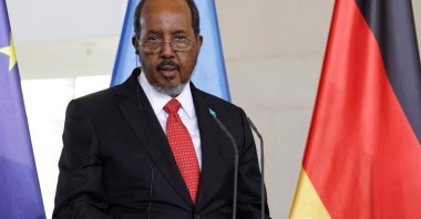 Somalia's President Hassan Sheikh Mohamud delivers a joint press conference with the German Chancellor after talks at the Chancellery in Berlin, Germany, Nov. 5, 2024. (AFP Photo)