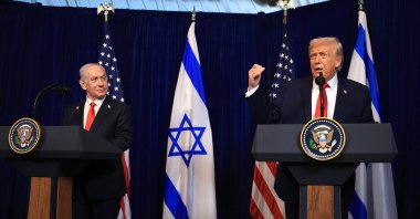 U.S. President Donald Trump holds a press conference with Israeli Prime Minister Benjamin Netanyahu at his Mar-a-Lago club in Palm Beach, Florida, U.S., Dec. 29, 2025. (AFP Photo)