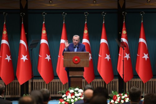 President Recep Tayyip Erdoğan speaks to reporters following a news conference, Ankara, Türkiye, Dec. 15, 2025. (AA Photo)