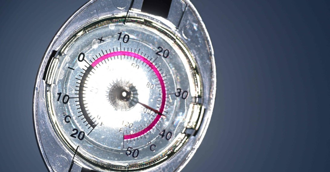 This photograph shows a thermometer indicating a temperature of 36 degrees Celsius, Rennes, western France, June 11, 2025. (AFP Photo)