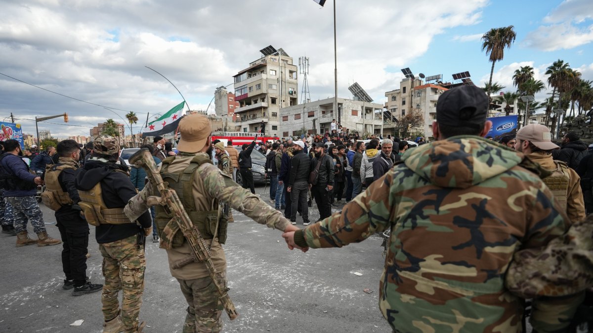 Syrian Security forces are deployed after clashes erupted during a protest by members of the Alawite community, Latakia, Syria, Dec. 28, 2025. (EPA Photo)