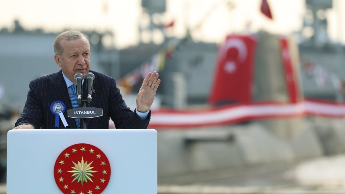 President Recep Tayyip Erdoğan attends and delivers a speech at the ceremony held at the Istanbul Naval Shipyard Command, Pendik, Istanbul, Türkiye, Dec. 30, 2025. (AA Photo)