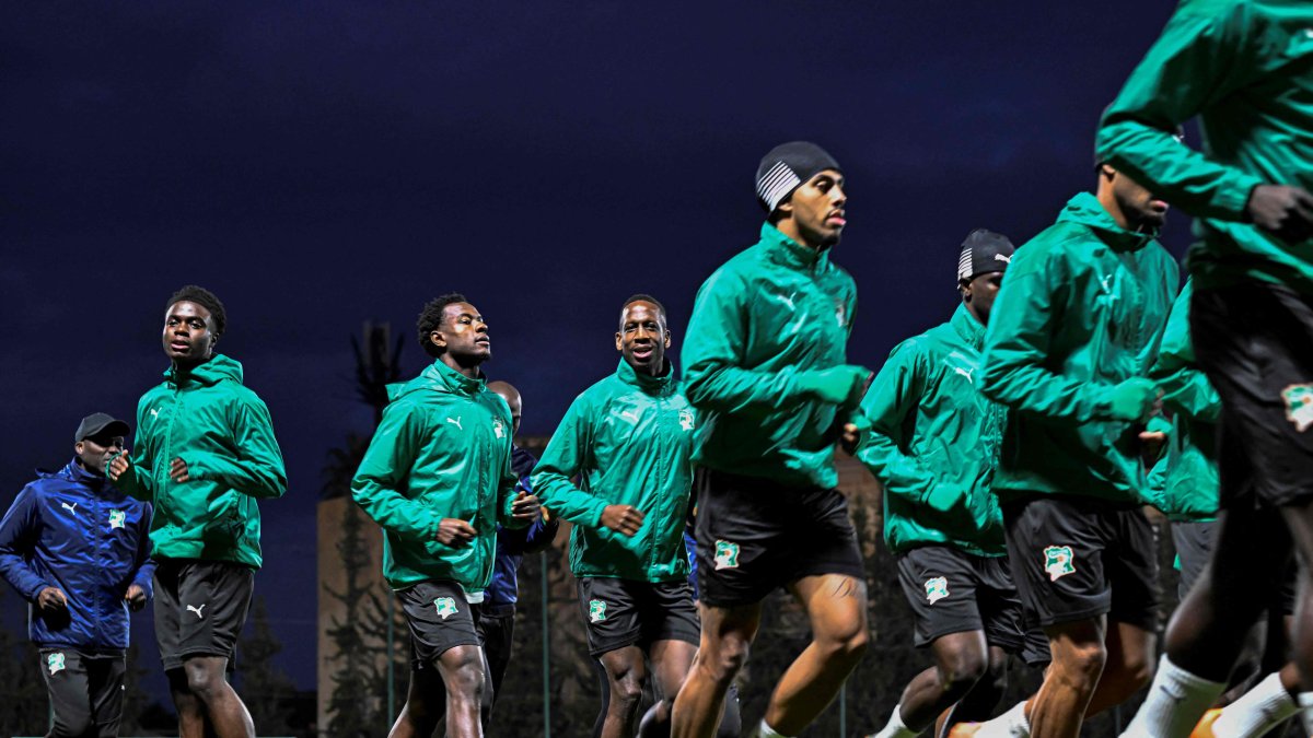 Ivory Coast's players attend a training session on the eve of the 2025 Africa Cup of Nations (AFCON) football match against Cameroon, Marrakesh, Morocco, Dec. 27, 2025. (AFP Photo)