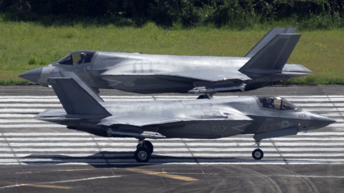 Two U.S. Marine Corps F-35 fighter jets taxi wait on the tarmac at the former Roosevelt Roads military base, Ceiba, Puerto Rico, Sept. 30, 2025. (Reuters Photo)