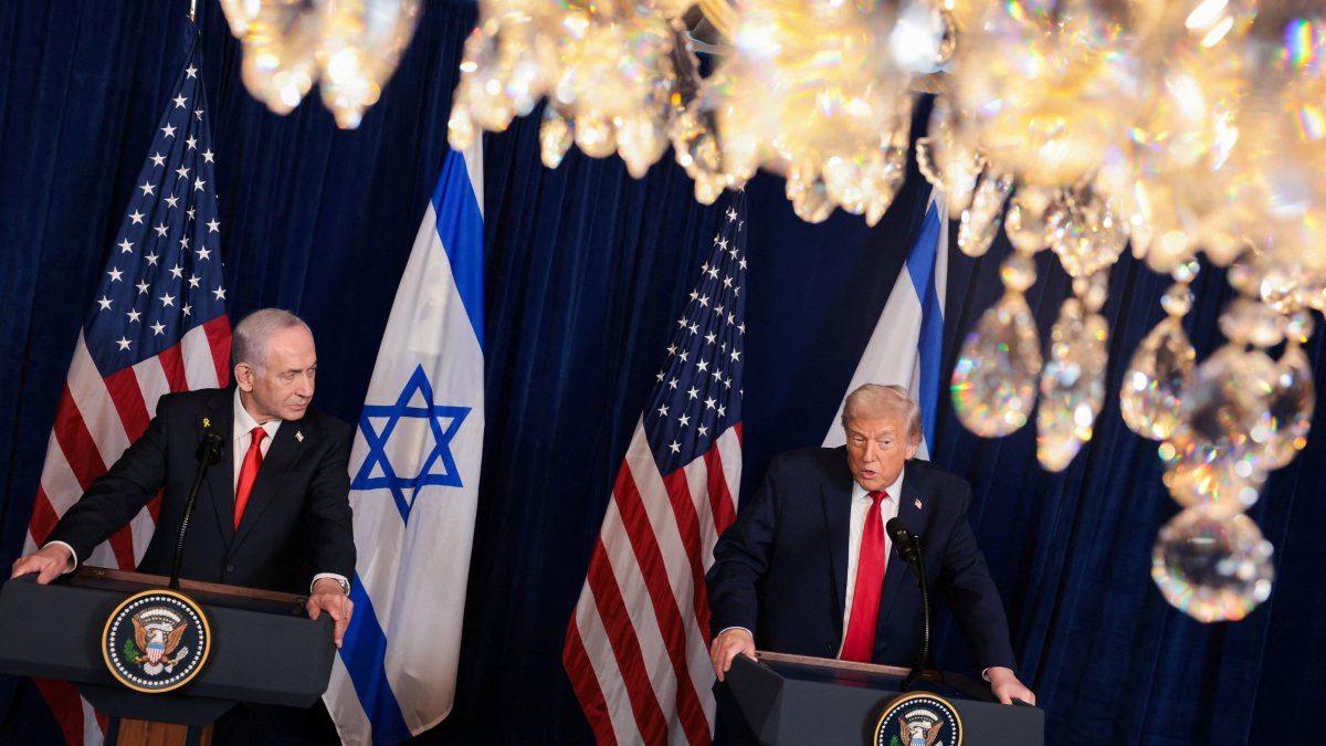 U.S. President Donald Trump and Israeli Prime Minister Benjamin Netanyahu hold a press conference at Trump’s Mar-a-Lago club in Palm Beach, Florida, U.S., Dec. 29, 2025. (Reuters Photo)