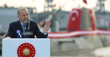 President Recep Tayyip Erdoğan attends and delivers a speech at the ceremony held at the Istanbul Naval Shipyard Command, Pendik, Istanbul, Türkiye, Dec. 30, 2025. (AA Photo)