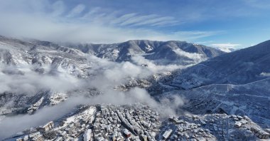 Snow-covered landscapes persist as cold weather and snowfall turn the region white, Artvin, Türkiye, Dec. 30, 2025. (AA Photo)