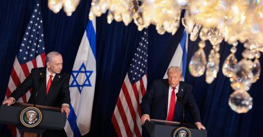 U.S. President Donald Trump and Israeli Prime Minister Benjamin Netanyahu hold a press conference at Trump’s Mar-a-Lago club in Palm Beach, Florida, U.S., Dec. 29, 2025. (Reuters Photo)