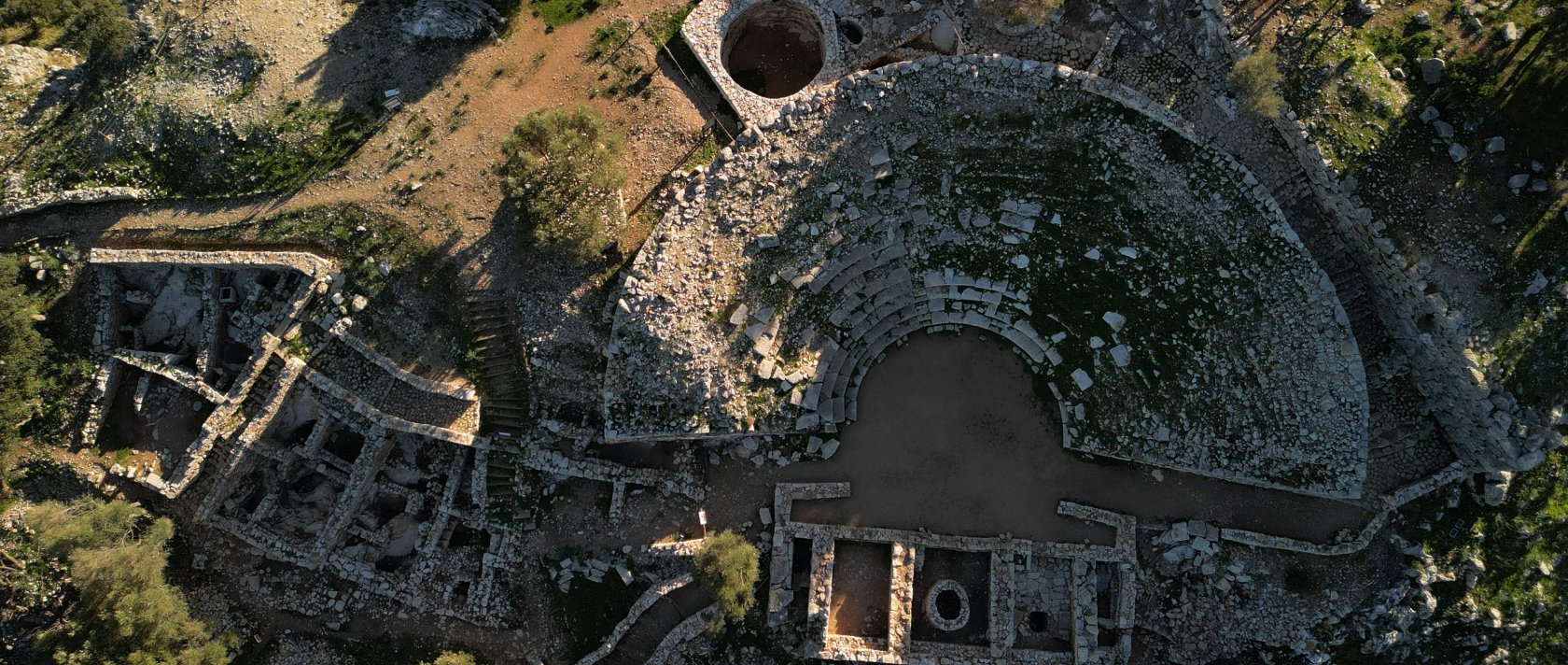 Aerial view of the ancient city of Amos in Marmaris, Muğla, in this photo released on Dec. 30, 2025. (AA Photo)
