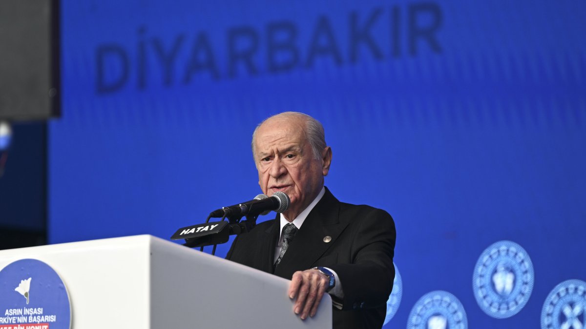MHP leader Devlet Bahçeli speaks at an event in Hatay, southern Türkiye, Dec. 27, 2025. (AA Photo)