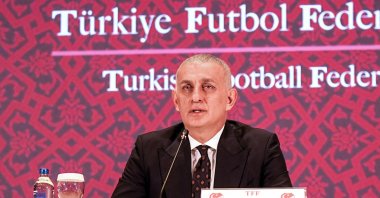 Turkish Football Federation (TFF) President Ibrahim Hacıosmanoğlu addresses the press at the Hasan Doğan facilities, Istanbul, Türkiye, Dec. 12, 2025. (AA Photo)