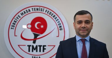 Türkiye Table Tennis Federation (TMTF) President Kerim Koç poses for photo after an interview with Anadolu Agency (AA), Ankara, Türkiye, Dec. 26, 2025. (AA Photo)