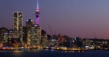 This file photo shows a general view of the Auckland skyline at sunset, Auckland, New Zealand, Aug. 3, 2023. (Reuters Photo)