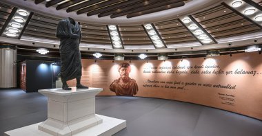 The bronze statue of Roman Emperor Marcus Aurelius is displayed at the Presidential Complex, Ankara, Türkiye, Aug. 5, 2025. (AA Photo)